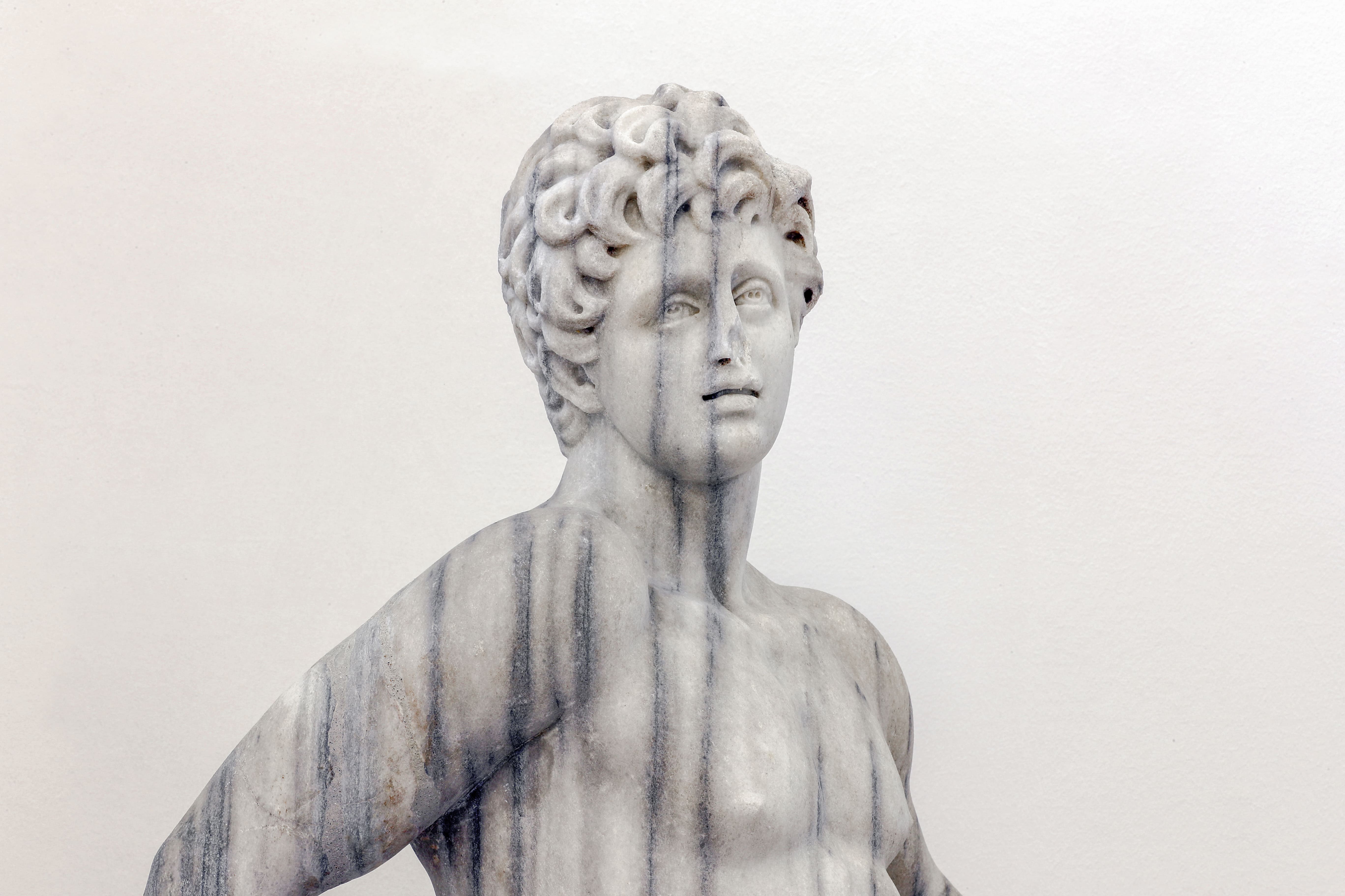 immagigne della parte superiore della statua di Meleagro